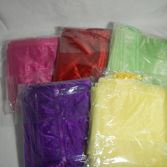 100 Fall Autumn Organza Bag Large 8x14" Gift Purple Red Fuchsia Green Yellow - Picture 1 of 6